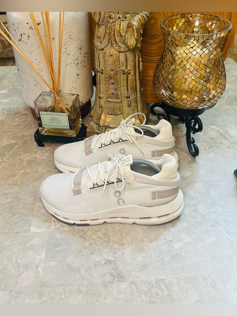 Women’s On Cloudnova 2 Low Top Lace-Up Mesh Sneakers Ice/Sand 3WE30222053 Sz10